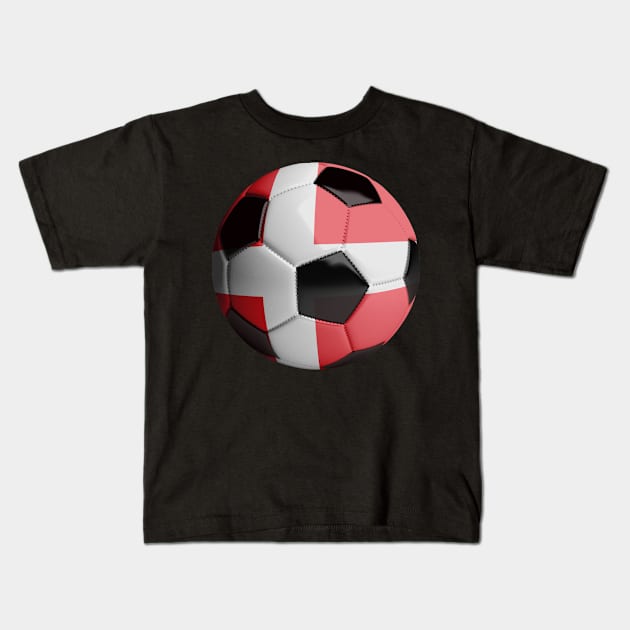 Denmark Flag Soccer Ball Kids T-Shirt by reapolo